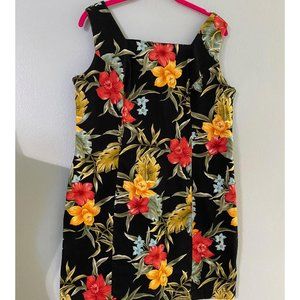 Caribbean Joe Petite Black Hawaiian Sheath Dress
